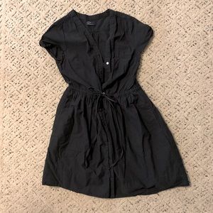 Gap black linen button up, tie waist knee length dress